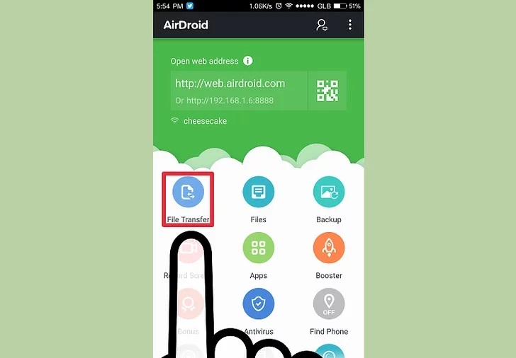 Как подключить телефон к компьютеру через AirDroid: шаг 2 Передача файлов через AirDroid